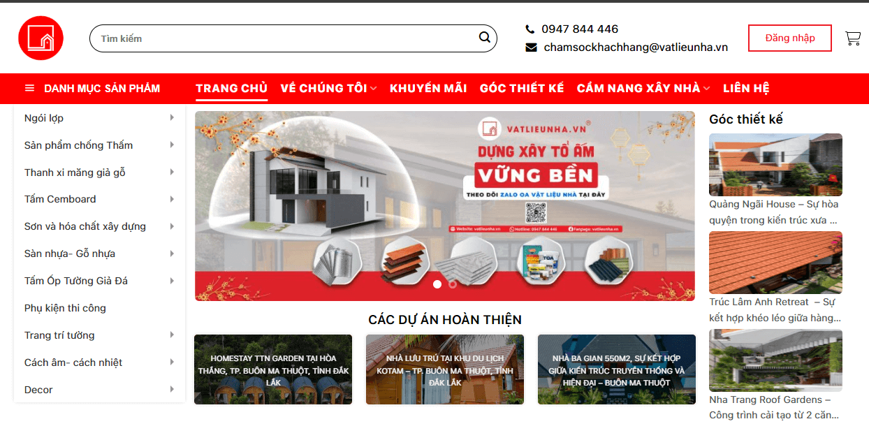 Website Vatlieunha.vn – Đơn vị  đi đầu trong vật liệu nhà