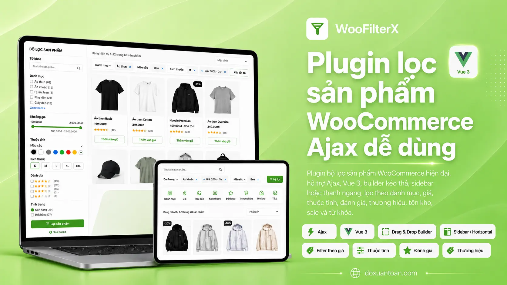 Plugin lọc sản phẩm WooCommerce Ajax đẹp, dễ dùng - WooFilterX